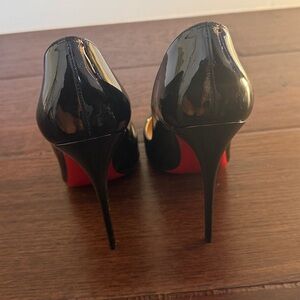 louboutin So Kates Black Patent Leather Stiletto Heels